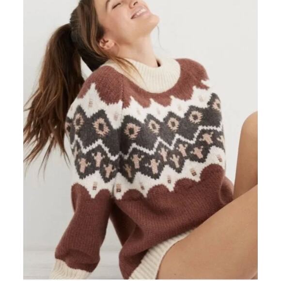 Aerie Fair Isle Mockneck Sweater - Picture 1 of 7